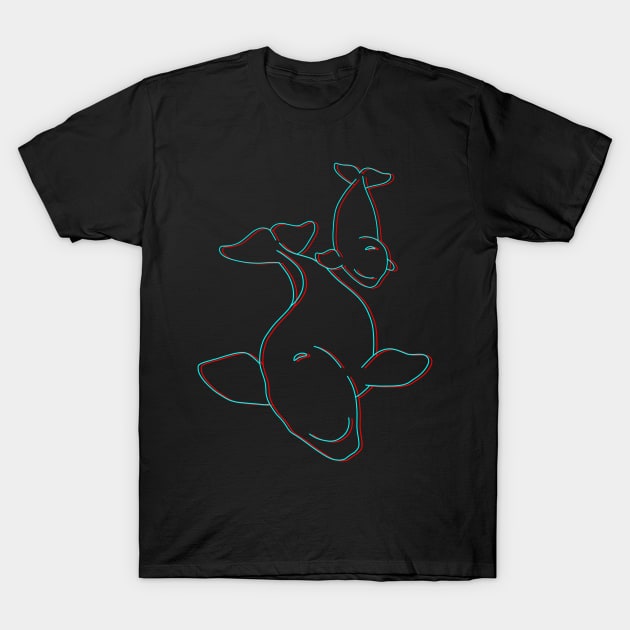 Glitchy Beluga Whales T-Shirt by Marina Rehder